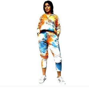2 PCS Hooded Sweatshirt Tie-dye Pants Set DYS025-2